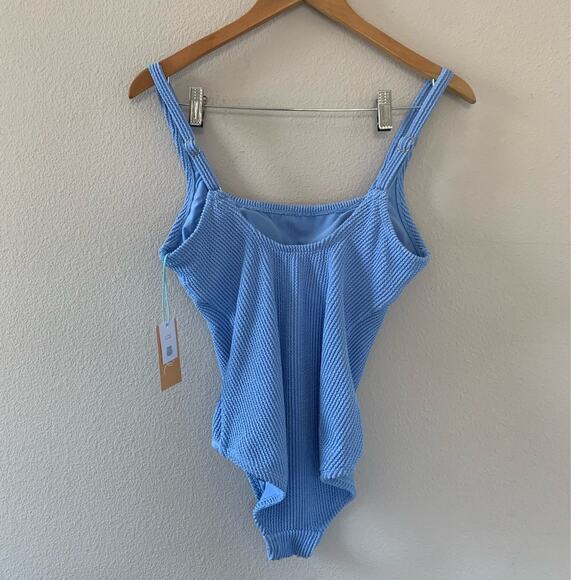 Kona Sol‎ Women's Full Coverage Pucker Textured Square Neck One Piece Swimsuit - Picture 4 of 7